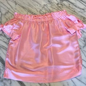 Jcrew pink off the shoulder blouse